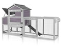 Mobile Chicken Coop with Wheels for 4-6 Chickens, Large Outdoor Hen House with Run, Weatherproof Asphalt Roof, Sectionable Nesting Box & Pull-Out Tray, 82.4" L x 25.8" W x 44.1" H - Grey - size: 82.4"L x 25.8"W x 44.1"H