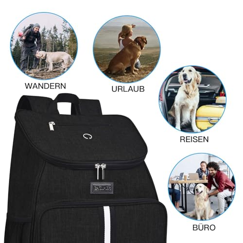 BAGLHER丨Dog Travel Bag, Airline Approved Pet Supplies Backpack, Dog Travel Backpack Accessories Set with 2 Silicone Collapsible Bowls and 2 Food Baskets. Black - color: Black-A