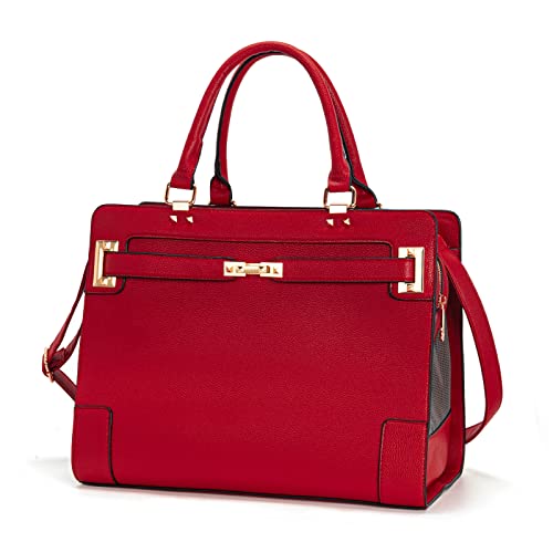 Fashion Pet Carrier Dog Cat Carrier Purse Soft-Sided Leather Handbag Pet Tote Bag for Small Dogs Puppy and Cats TSA Airline Approved (Red) - color: Red