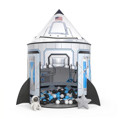 PigPigPen Rocket Ship Tent for Kids: Instant Indoor Outdoor Space Playhouse for Toddlers - Astronaut Adventure Kids Camping Tent - for Boys Girls Space Decor & Outdoor Play - style: Rocketship Play Tent