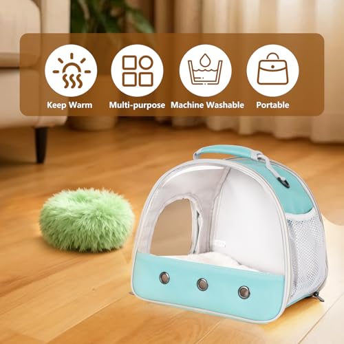 2-Pack Guinea Pig Carrier and Burrowing Bed, Portable Small Animal Cage with Clear Window, Plush and Fluffy Hideaway Pet Bed for Piggies, Hamster - color: Green