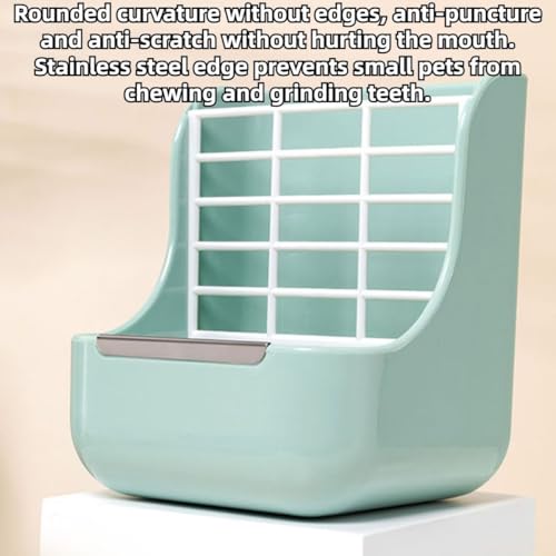 Rabbit Hay Feeder Guinea Pig Feeder, 2 in 1 Automatic Small Animal Food Bowl Feeding Cage Accessories 5.91''L x 6.69''W x 7.09''H (Green) - color: Green