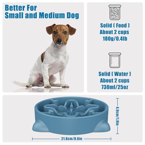 Slow Feeder Dog Bowls Medium Breed, Dog Food Bowl Medium Anti-Choking Bloat Stop Puzzle Healthy Eating Bowl (Blue, 2 Cup) - color: Blue, size: 2 Cup