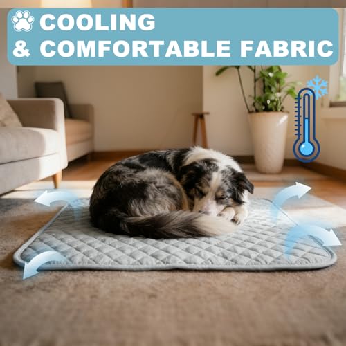 Cooling Mat for Dogs: Premium Waterproof Dog Cooling Blanket, 5-Layer Materials Dog Cooling Mat, Washable Pet Cooling Mat for Summer, Silver Grey Mats Large Dogs - color: 005-Silver Grey