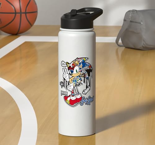 Sonic the Hedgehog Sticker Sonic Speed Stainless Steel Insulated Water Bottle - color: White