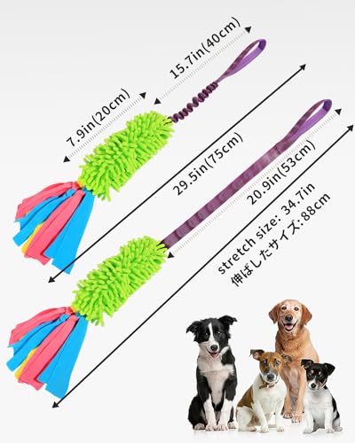 SCHITEC Dog Tug Toy, Bungee Tug of War Rope Toys with Squeaky Sound for Small Medium Large Dogs, Puppy Training Pull Toy for Exercise & Interactive Play Games - style: Chenille+Short Handle
