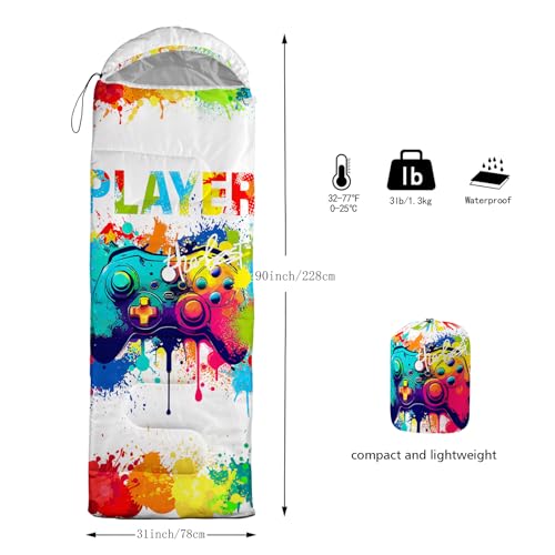 AILONEN Mermaid Scales Print Camping Sleeping Bag,Lightweight & Waterproof,3 Season Warm & Cool Weather,Portable Bags for Girls Women Travelling,Outdoors - color: S23