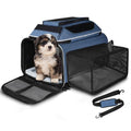 Top and Side Expandable Small Pet Carrier Airline Approved, Blue | 18"Lx11"Wx11"H, for Delta/United/American Airlines, Pets Under 10 Lbs, Lockable Zippers,Soft-Sided, Anti-Scratch Mesh - color: Blue, size: 18.0"L x 11.0"W x 11.0"H