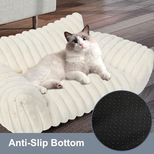 Cute Dog Couch for Medium Large Dogs,Dog Cat Couch Sofa,Dog Bed,L,Grey | Dog Couch Bed with Removable Washable Cover,Cute Fluffy Pet Sofa Cat Couch Bed,Washable Dog Bed Medium Large Size Dog - color: White, size: Large(36x27x10")