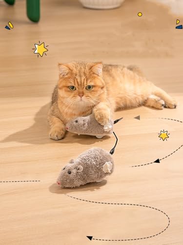 Black Clockwork Mouse Toy, Cat Mice Toys, Cat Plush Mouse Hunting Toy, Clockwork Running, Wind Up Indoor Plush Mice Wind-up Pet, Realistic Racing for Kitten, Indoor