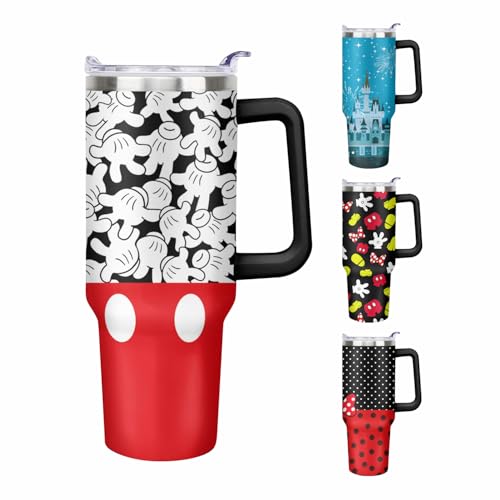 40oz Cartoon Mouse Tumbler with Handle and Straw Lid | Stainless Steel Insulated Tumbler, BPA FREE Travel Coffee Mug Cup for Car Cold and Hot - Birthday, Christmas Gift - color: Palm, size: 40 Ounces