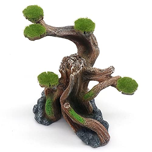 relaqcc Reptile Decor Aquarium Decorations Artificial Moss Resin Fish Tank Rocks Simulation Hollow Tree Leopard Gecko Trunk Accessories Aquarium View(Small) - size: Small-A
