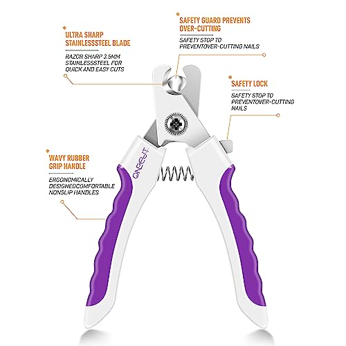 6" Dog Nail Clippers for Small, Medium and Large Breed Professional Pet Nail Trimmers -Suitable for Cats, Rabbits and Guinea Pigs with Safety Guard to Avoid Over Cutting (Purple) - color: Purple