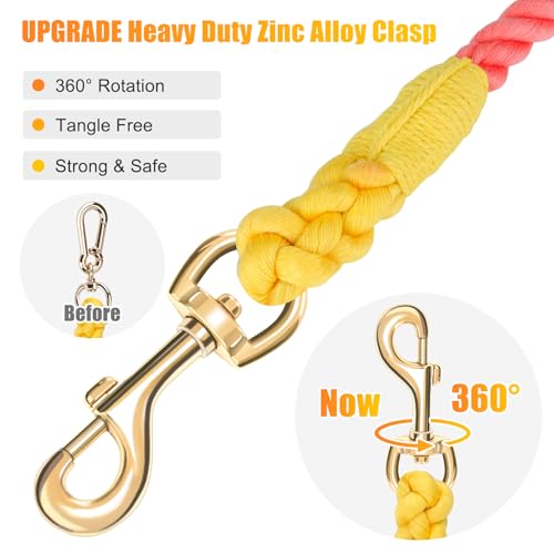 5 FT Handmade Rope Dog Leash for Small Medium and Large Dogs | Soft and Comfortable Grip, New Golden Heavy Duty Metal Clasp, Colorful Rainbow - color: Colorful Rainbow, size: 5FT x 1/2in (Pack of 1)
