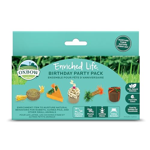 Oxbow Birthday Party Pack, Rabbit & Guinea Pig Toys, Bunny Enrichment Toys | Rabbit Chew Toys, Guinea Pig Enrichment, Guinea Pig Chew Toys, Rabbit Enrichment, Natural Materials, Small Pet Accessories - style: Birthday Pack