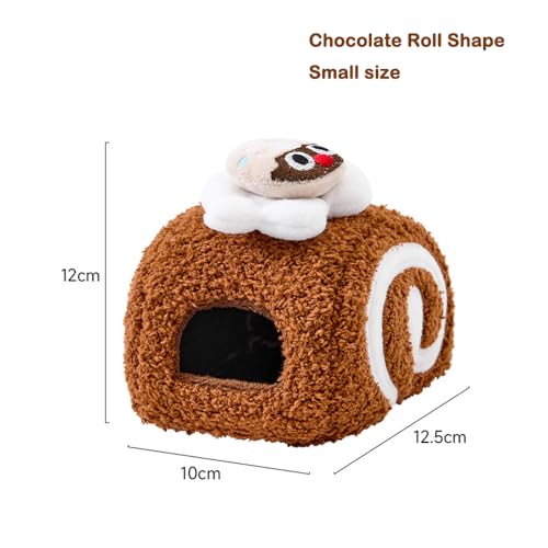 Generic Small Animal Bed, Swiss Roll Shape, Multicolor, Cotton & Velvet, Hamster, Mouse, Chinchilla, 4"D x 3"W x 3"H - color: Chocolate roll, size: Small