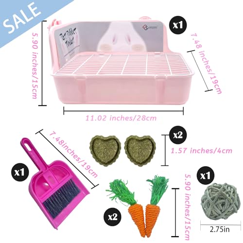 kathson Guinea Pig Litter Box,Bunny Potty Training,Plastic Square Small Animal Toilet,for Hamster Chinchilla Ferret Hedgehog Gerbil (Pink)