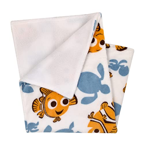 Disney Finding Nemo Orange, Teal, and White Sea Turtles Super Soft Sherpa Baby Blanket - color: Finding Nemo Orange, Teal, and White