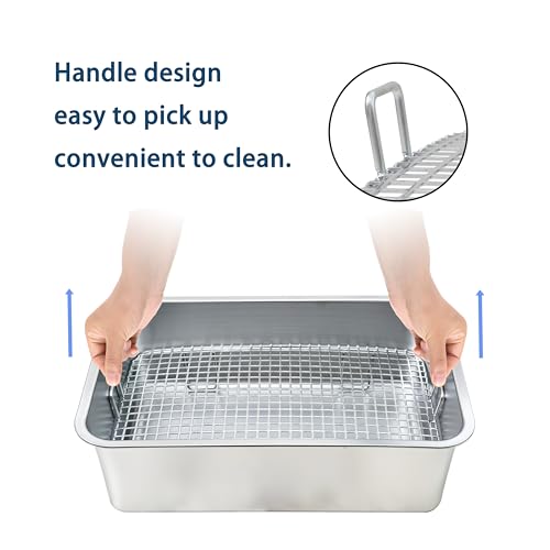 Stainless Steel Rabbit Litter Box,Bunny Litter Pan with Widened Grid,Toilet Tray,High Back Wall,Deep Waste Storage (Medium) - size: Medium