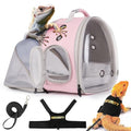WEVONIGU Expandable Small Animal Backpack Carrier with Clear Bubble Window Large Space Travel Cage for Hedgehog Rat Parrot,Bearded Dragon,Sugar Glider,Airline Approved (Pink, BE Backpack+LSH) - color: Pink, size: 13.0"L x 7.0"W x 12.0"H