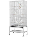 Yaheetech 69'' Extra Large Bird Cage Metal Parrot Cage w/Detachable Stand for Mid-Sized Parrots Cockatiels Conures Parakeets Lovebirds Budgie Finch, White - color: White