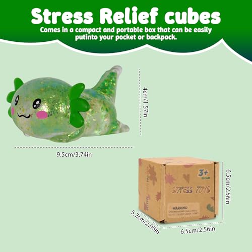 Axolotl Squishy Toy, Soft Slow Rising Sensory Fidget Toy, Cute Stretchy Axolotl Squeeze Toy, Stress Relief Desk Toy Gift for Kids 3+ and Adults(Green) - color: Green