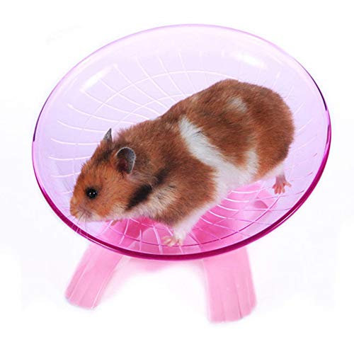 Hamster Toys Wood Bridge Rainbow Climb Kit and Exercise Wheel Jogging Running Silent Spinner Hamster Flying Saucer - color: Pink