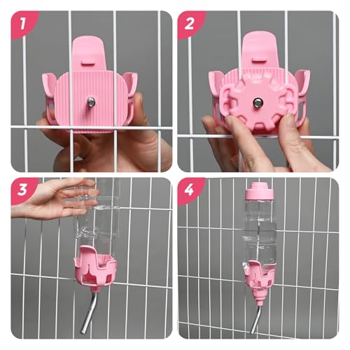 Vannon Dog Crate Water Bottle, 34oz Top-Fill Pet Water Dispenser, Pink | kennel water bottle helps keep pets hydrated longer with fewer refills and easy daily care. - color: Pink, size: 34oz