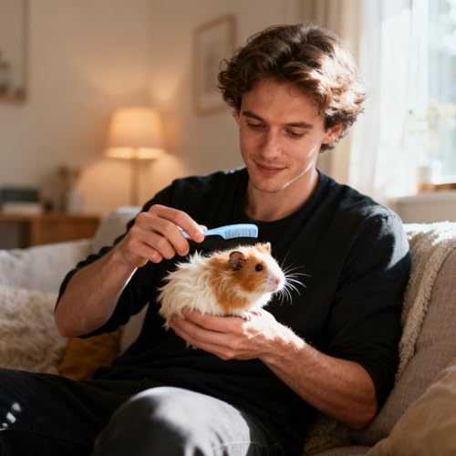 Bunny Brush | 10 Pieces Small Animal Hair Grooming Tool | Hamster Cleaning Supplies | for Tiny Pet Ferret Indoor Home Coat Sensitive Skin Daily Care - color: Blue