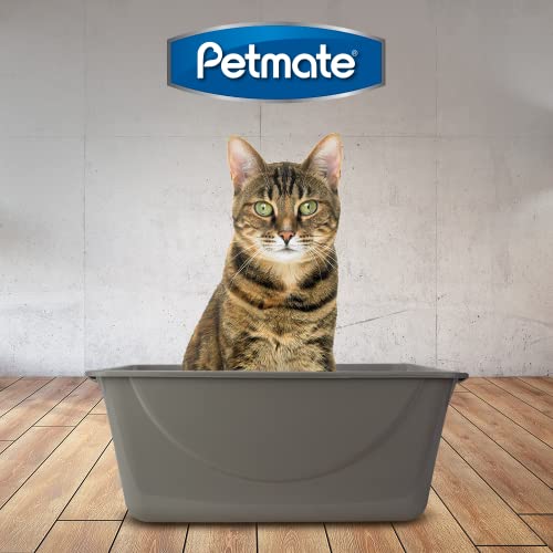 Petmate Open Cat Litter Box, Extra Large Nonstick Pan Durable Standard Litter Box, Mouse Grey Great for Small & Large Cats Easy to Clean, Made in USA | Made in USA, easy to clean standard tray for small and big felines, smooth surface releases clumps, sim