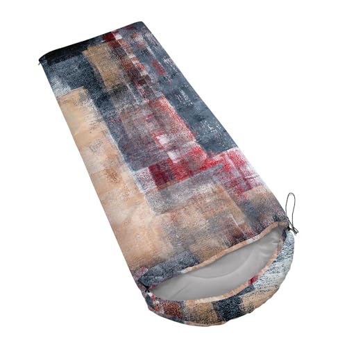 Sleeping Bags for Adults and Kids Backpacking Camping Sleeping Bags for Girls and Boys Lightweight Waterproof Cold/Warm 3-Season - color: Brown and Red graffiti