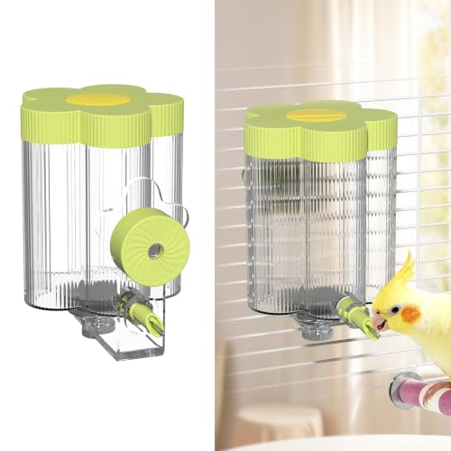 8.4 Oz No Mess Bird Water Feeder, Auto Parrot Cage Water Dispenser (Green) | Magnetic Mount, Drip-Free, Easy Top Refill, Mount Inside or Outside Cage, for Parakeets Cockatiels Budgies Lovebirds Canary - color: Green