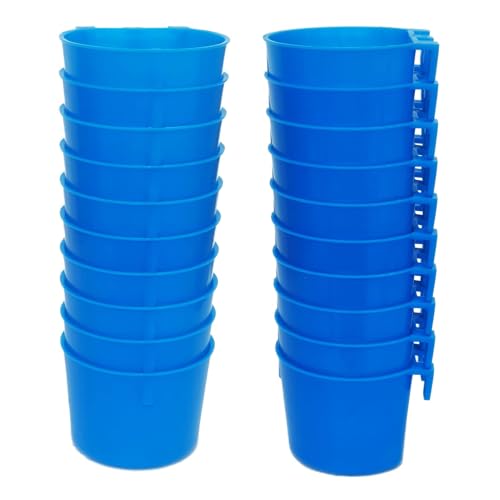 Pack of 20 Chicken Feeder Cups for Cage Hanging Bird Waterer 8 OZ Rabbit Water Food Bowl Pigeon Feeding Dishes Bunny Poultry Coop Drinker Quail Seed Treats Dispenser Duck Drinking Bottle