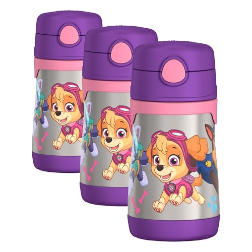 THERMOS Vacuum Insulated Stainless Steel 10oz Straw Bottle, Paw Patrol Girl (Pack of 3) - color: Paw Patrol Girl, size: 10 Ounces (Pack of 3)