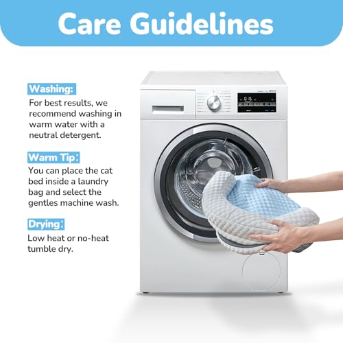 Summer Cat Cooling Mat Cooling Mat for Cats with U-Pillow | Cooling Soft and Comfortable Washable Removable Non-Slip Bottom - color: Blue against Grey