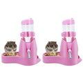 Wontee 3 in 1 Hamster Water Bottle Small Pet Automatic Water Dispenser with Food Container Base Hideout for Dwarf Hamster Mice Gerbils, 2 Pack (Pink, 80ML) - color: Pink, size: 80ML