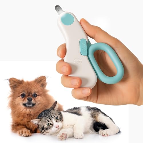 LED Pet Nail Clipper with Safety Guard for Cats & Small Dogs - Claw Trimmer with Light for Nail Bloodline - Razor Sharp Blades for Kitten Bunny Rabbit Bird Ferret Guinea Pig Hamster