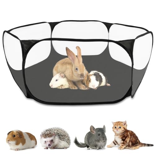 Rypet Guinea Pig Playpen Pop-Up, Outdoor Yard Fence for Small Pets,Black | Breathable 360° Mesh View, Pops Open Fast, 47 x 15 in Play Space, Folds Flat for Travel, Rabbits Hamsters Hedgehogs - color: Black, style: Open Top Playpen
