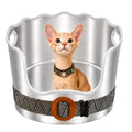 Round Stainless Steel Cat Litter Box High Sided, Large Metal Litter Box with Fashion Woven Belt, Easy Access & Turning Litter Pan for Medium & Senior Cats, Kittens, Odor Control, Easy to Clean
