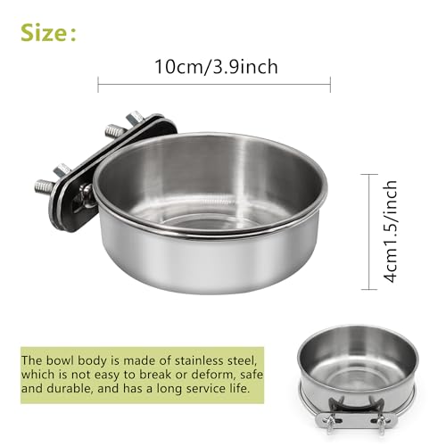 Bird Feeding Dish Cups, Stainless Steel, 2 Pack, Small | Parrot Food Bowl, Cage with Clamp Holder, Birdcage Coop Water Feeder, For Cockatiel Parakeet Macaw Finches Lovebirds - color: 2 Pack, size: Small