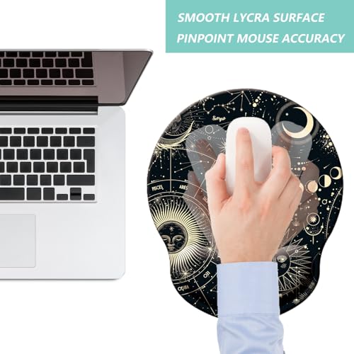 Mouse Pad with Wrist Support, Ergonomic Mouse Pad with Memory Foam Wrist Rest Cushion, Non-Slip Rubber Base Gaming Mice Pad for Home Office Computer Laptop, Moon Phase - color: Q-moon phase