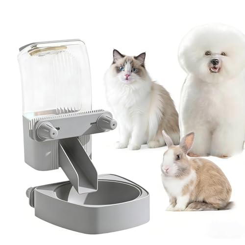 54 oz Pet Food Dispenser, Gravity Feeder Bowl for Cage, Auto Feeder for Ferret, Cat, Dog and Other Small & Medium Animals, Compatible with Widemouth Cages(Gray) - color: GRAY