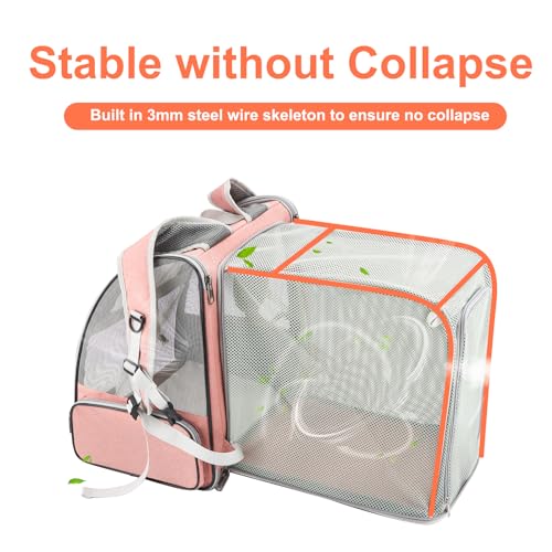 Texsens Innovative Traveler Bubble Backpack Pet Carriers for Cats and Dogs (Expandable-Pink) - color: Expandable-Pink