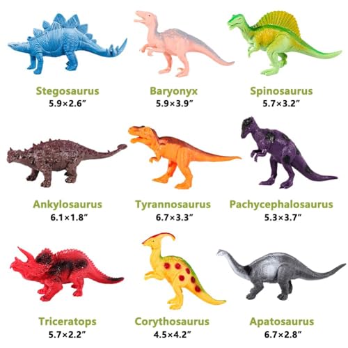Kimicare Kids Dinosaur Figures Toys, 18 Pcs Plastic Dinosaur Toys for Kids 3-5, STEM Educational Realistic Dinosaurs Figurine Playset for Toddlers, 5 to 7 Inch Dino Toy Birthday Gifts Boys Girls - style: Dinosaur Toys