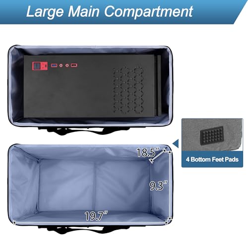 PC Carrying Case, Desktop Travel Bag for Full Computer Tower, Gray | Computer Desktop Tower Case with Shoulder Straps Fit ATX/M-ATX Motherboards, Keyboard, Mouse, Cables & Earphones - color: Grey