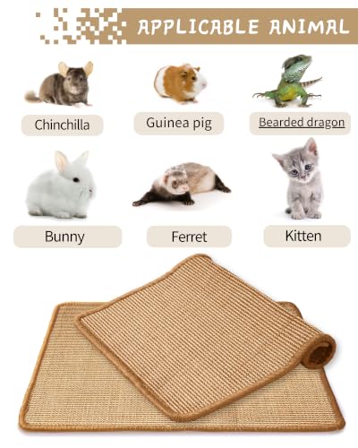 JanYoo 2pcs Bunny Scratch Pads Natural Sisal Rabbit Scratching Pad Bunny Scratcher Mat Resting Mats for Cages, Small Animal Claws and Teeth Care Bedding Accessories for Guinea Pig (15.7x11.8in, Brown) - color: 2-Brown