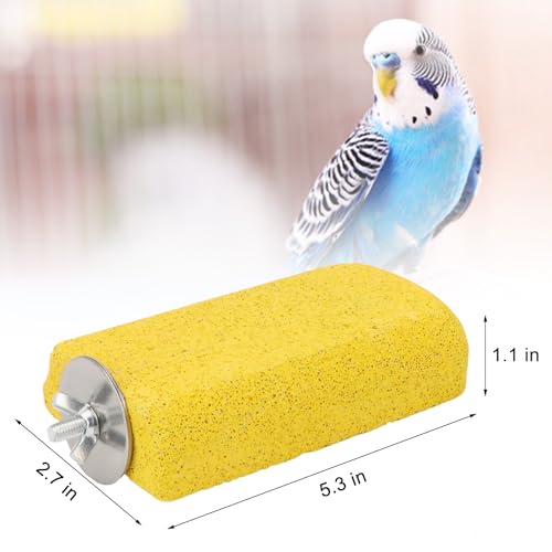 Hypeety 2PCS Bird Calcium Teeth Mouth Molar Grinding Stone Hamster Grinding Stone Chew Toy Perch Stand for Parrot Budgies Chinchilla Squirrel Hamster Cage Stand Platform Yellow | Natural calcium stone, provides calcium and beak care, durable chew-proof, f