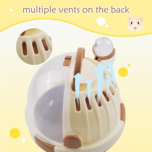 Hamster Carrier Cage Portable Cages Small Animals Carry Travel Case with Water Bottle Plastic Breathable Guinea Pig Outgoing Cage for Dwarf Hamster Ferret Chinchillas Hedgehog (Brown) - color: 【Brown】