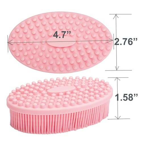 DNC Exfoliating Silicone Body Scrubber Shower Bath Body Brush Easy to Clean, Lathers Well, Eco Friendly (Pink) - color: Pink