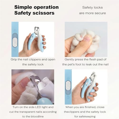 Cat & Small Dog Nail Clippers with LED Light, Illuminates the Nail Quick for Better Visibility, Pet Nail Trimmer with Safety Guard & Built-in Nail Catcher for Rabbits and Small Animals(Coffee Brown) - color: Coffeebrown